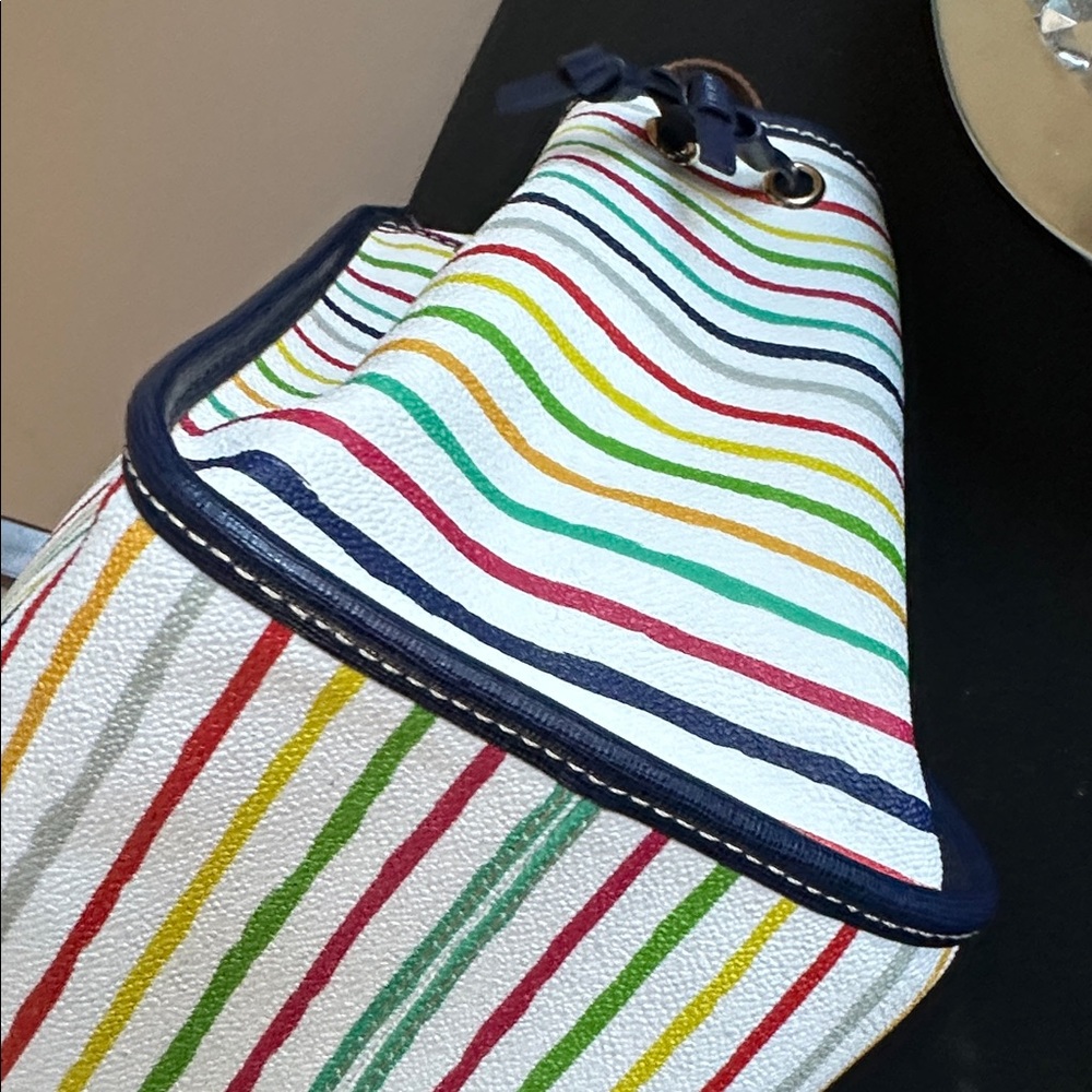 Dooney & Bourke Leather Watercolor Rainbow Striped Tote NWOT condition - Picture 7 of 10